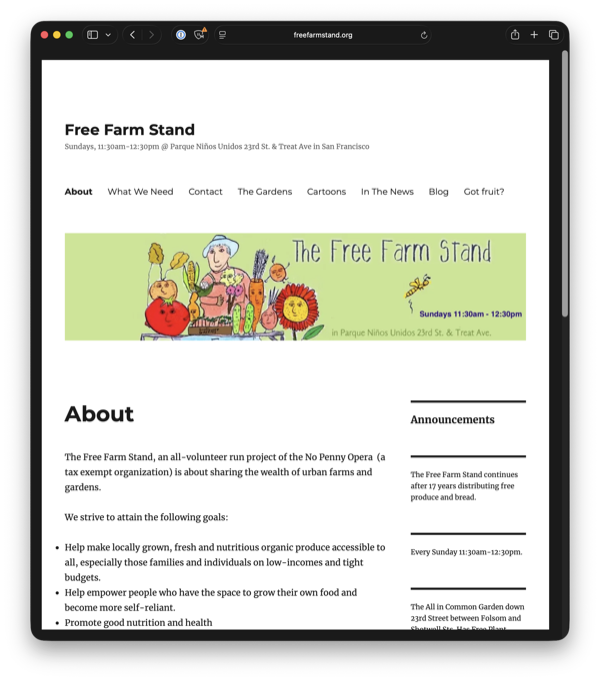 Free Farm Stand website screenshot